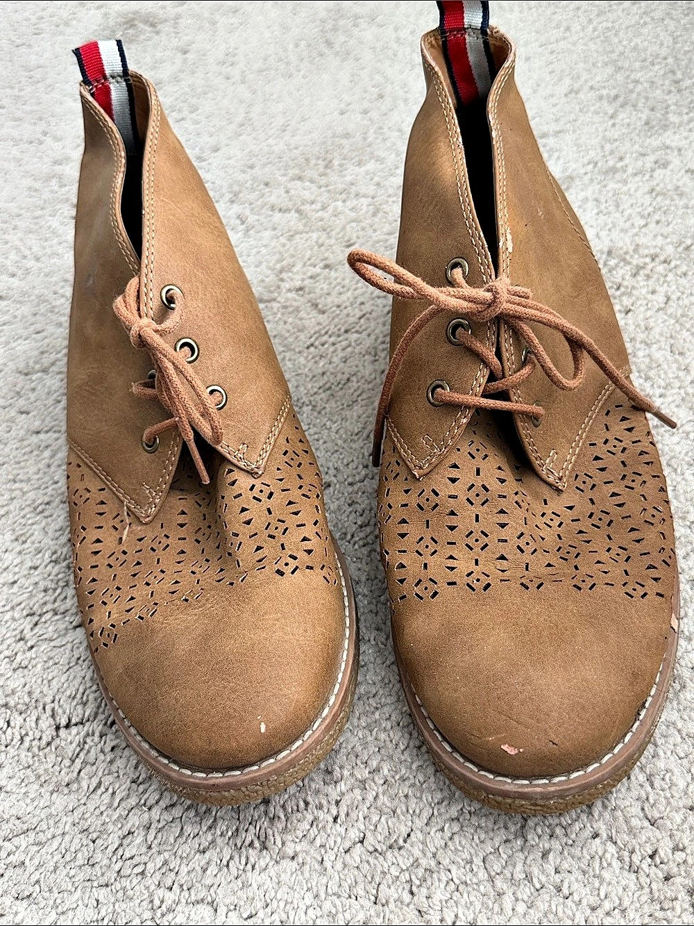 Tommy Hilfiger Perforated Brown Ankle Boots size 8 1/2